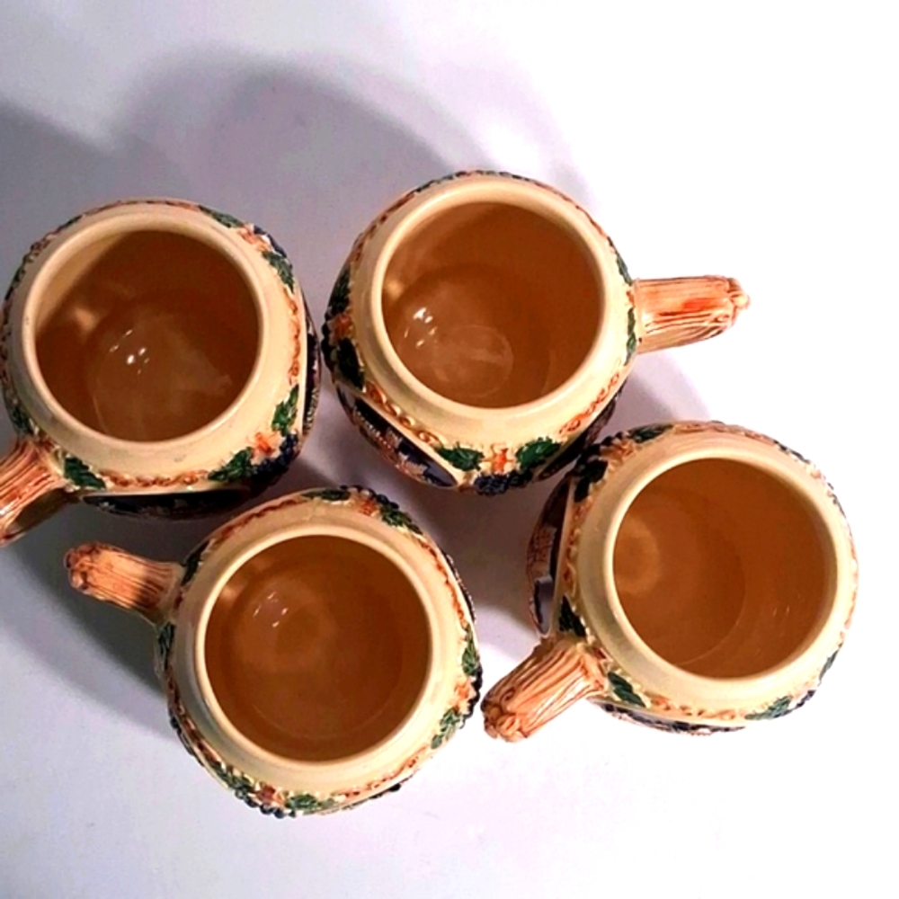 Vintage Gertz Rumtopf Set of 4 Mugs, Castle Stoneware, Germany 1950's - Picture 2 of 8